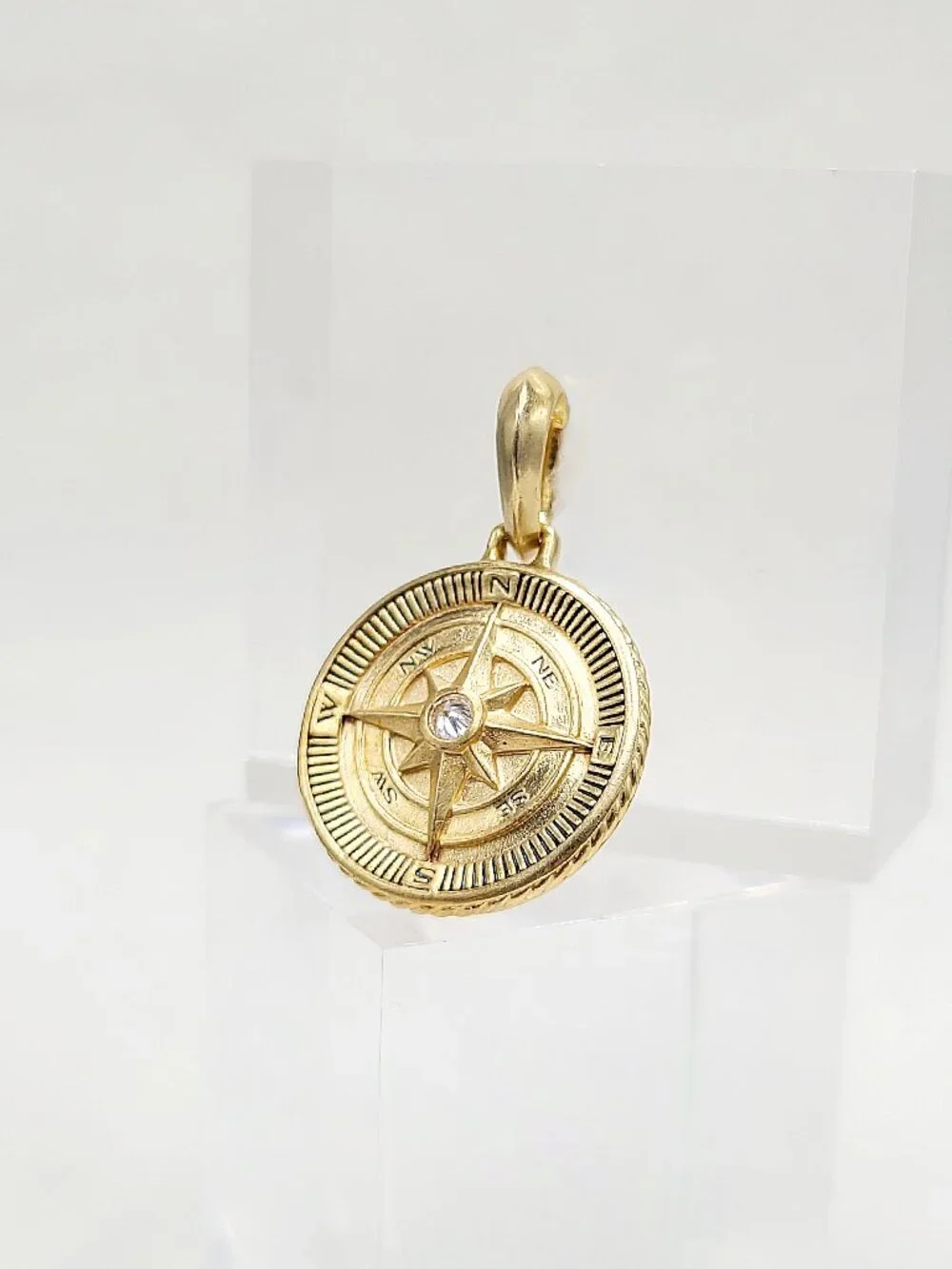 David Yurman Maritime Compass Amulet in 18K Yellow Gold w/ Center Diamond - 20mm